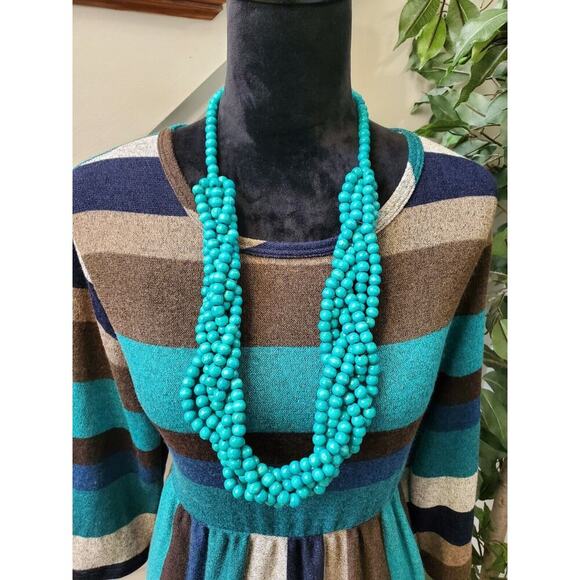 Egy California Women's Multicolor Round Neck Long Sleeve Knee Length Dress - Picture 2 of 12